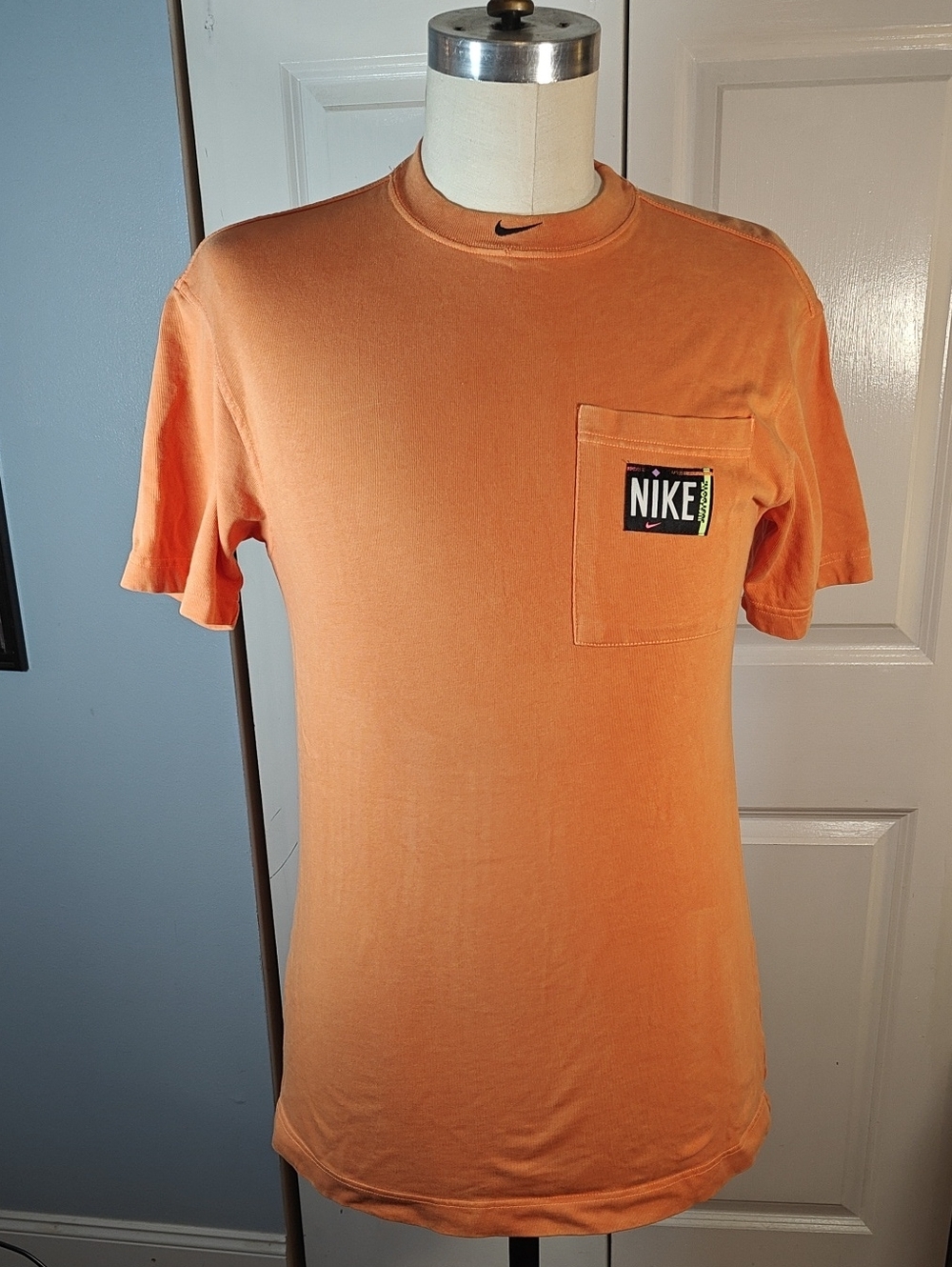 Nike Sportswear Women Washed T-Shirt Dress Orange Pocket Mini Dress XS